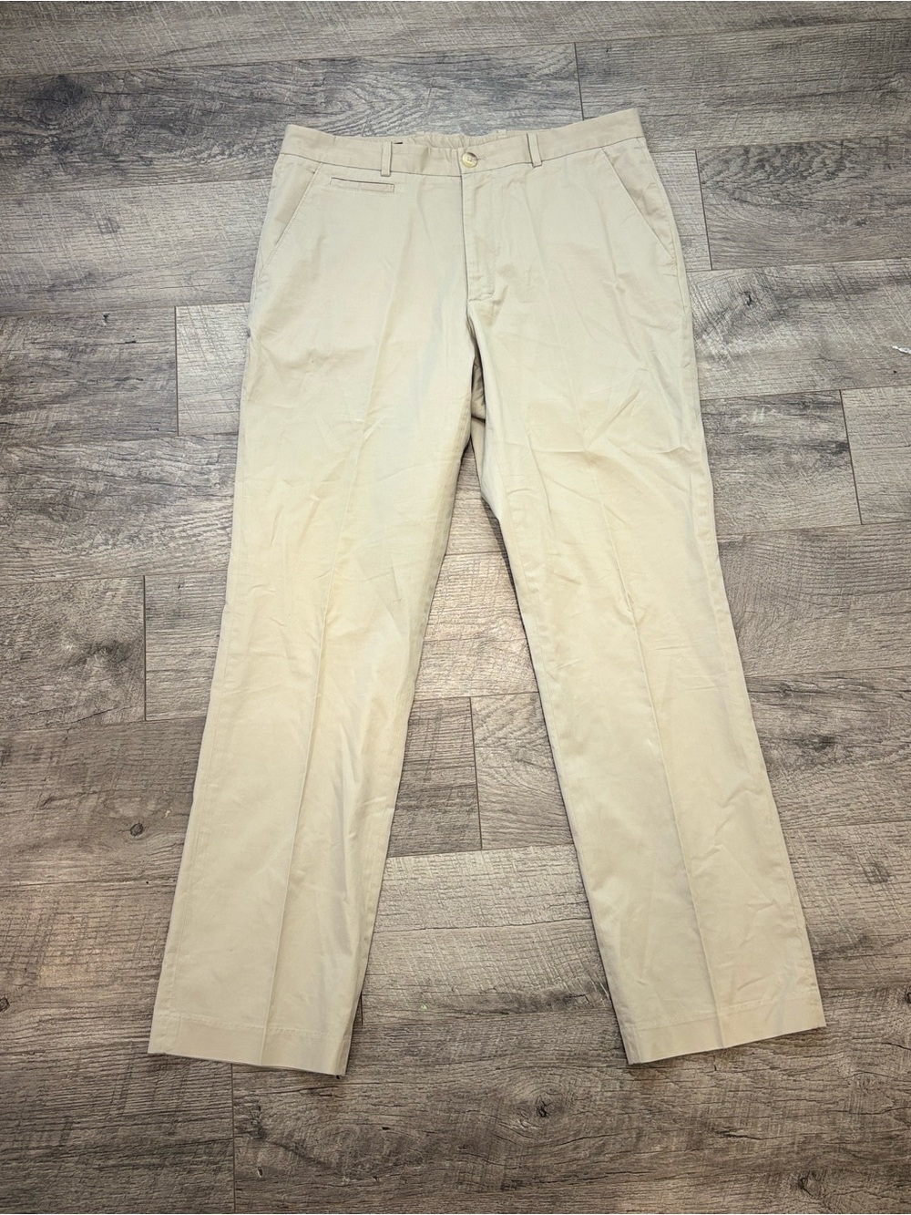 Perry Ellis Men's Beige 100 cotton Straight Twill Chino Flat Front Pants 31